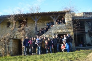 Les membres de la banda Lous Papalounes réunis au grand Gîte de La Gabertie